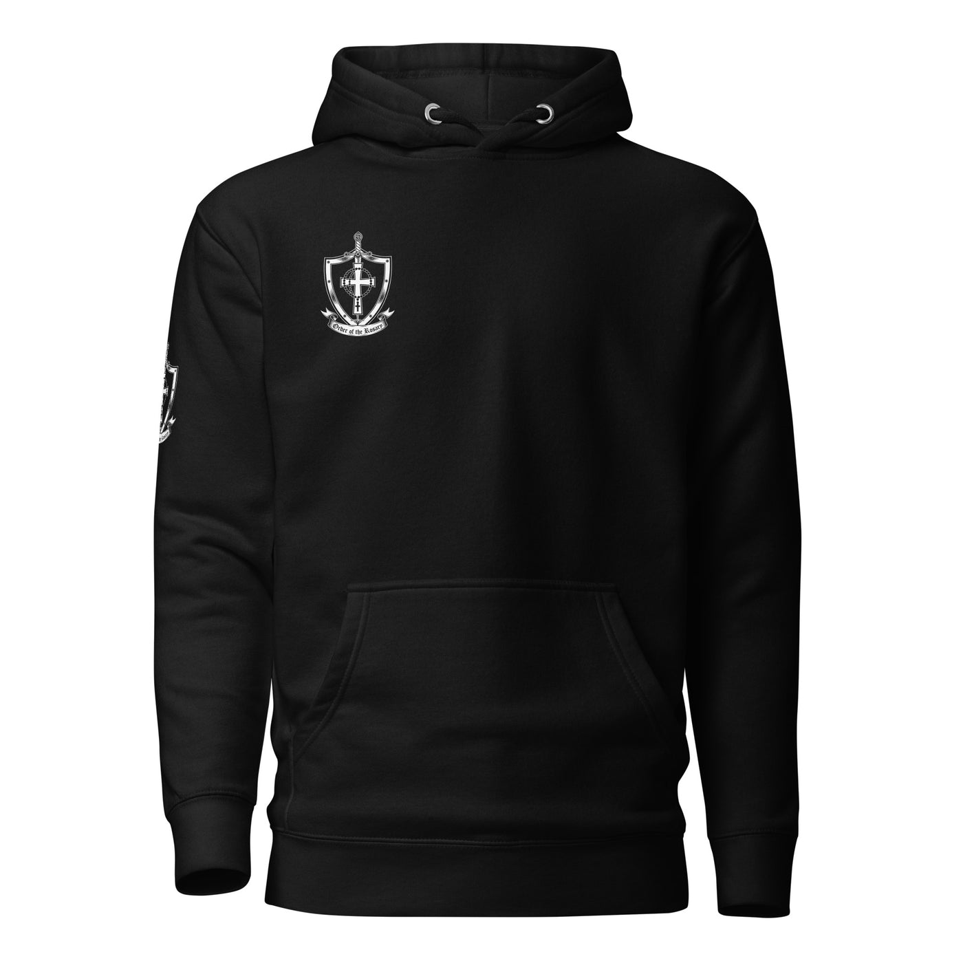 Order Crest hoodie, black, Chi-Rho shield